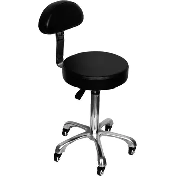 Kadeřnické křeslo Kosmetický taburet s opěradlem - černý