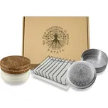 NATAVA Dárkové balení NATAVA tuhý šampon a balzám Jojoba s kovovou mýdlenkou a cestovní kulatou mýdlenkou