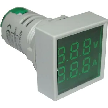 Voltmetr, ampérmetr AD101-22VAMS panelový MP 50-500VAC+0-100AAC, zelen