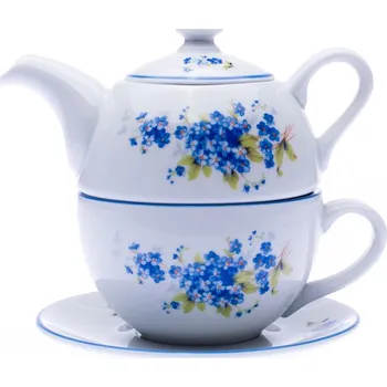 Český porcelán, a.s., Dubí Souprava šálku a konvičky Sonne, porcelán, pomněnky, Dubí