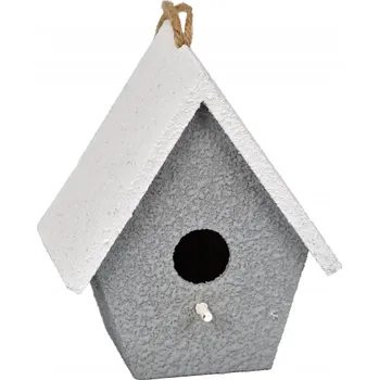 Zahradní dekorace Ptačí budka na zavěšení šedá 18,5x15x12 cm