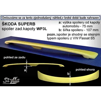 Tuning Spoiler na kapotu, Škoda Superb I, 2001-2008 (54.WP3L)