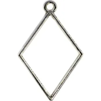 Rámečky na šperky z pryskyřice – stříbrná barva Druh: kosočtverec 2,4 x 3,4 cm