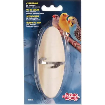 Krmivo pro ptáka LIVING WORLD Kost Living World sépiová s držákem