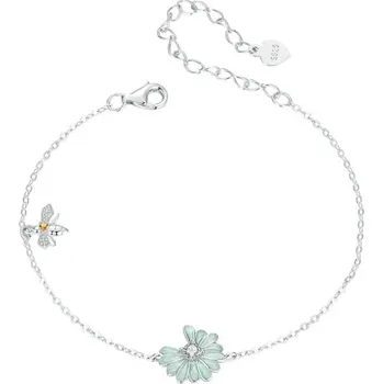 Náramek For Silver Náramek Zelený květ s včelkou - Stříbro 925