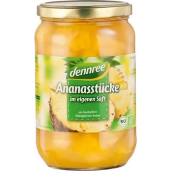 Sušené ovoce Dennree Ananas kousky ve vlastní šťávě 685g bio