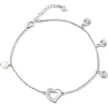 Řetízek JwL Luxury Pearls Něžný řetízek na nohu se srdíčkem a perlou JL0806 + 2 měsíce na vrácení zboží