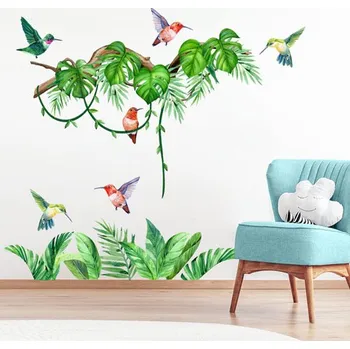 Samolepící dekorace Nálepky na zeď kolibříci v pralese - Plotbase, s.r.o., 120x70cm