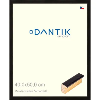 Rám na obraz DANTIK rámeček 40x50 | Metalli oidati černozlatá (Plexi Čiré) (Vyrobeno s láskou u nás v DANTIKU)