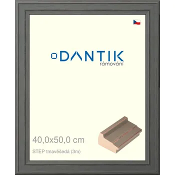 Rám na obraz DANTIK rámeček 40x50 | STEP tmavěšedá (Sklo Čiré) (Vyrobeno s láskou u nás v DANTIKU)