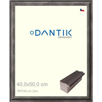 Rám na obraz DANTIK rámeček 40x50 | TRITON cín (Sklo Čiré) (Vyrobeno s láskou u nás v DANTIKU)