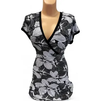 Dámská tunika Halenka černo bílá KARVA, Barva Černobílá, Velikost 40 - na zakázku, Materiál 96% Viskoza 4% Lycra