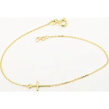 Náramek Dámský zlatý náramek s křížkem ZLNA942F 17-18 cm + Dárek zdarma