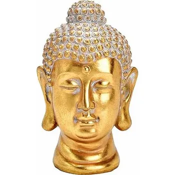 Hlava Buddhy thajská soška z polyresinu barva zlata 20 cm výška cca 20 cm