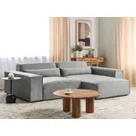 Pravá 2místná modulární rohová pohovka šedá látková sekční pohovka s černými nohami moderní obývací pokoj Beliani