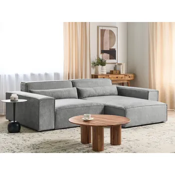 Pohovka Pravá 2místná modulární rohová pohovka šedá látková sekční pohovka s černými nohami moderní obývací pokoj Beliani