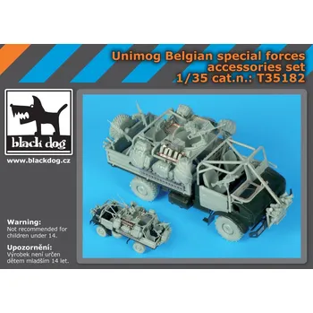 Plastikový model Blackdog 1/35 Unimog Belgian special forces accessorie set