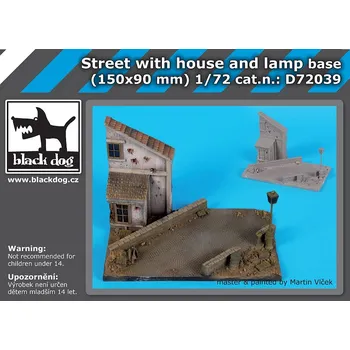 Plastikový model Blackdog 1/72 Street with house and lamp base (150x90 mm)