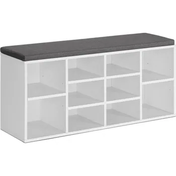 Botník Nábytek Pyramida, s.r.o. Otevřený botník NICOLAS se sedákem, bílá/šedá