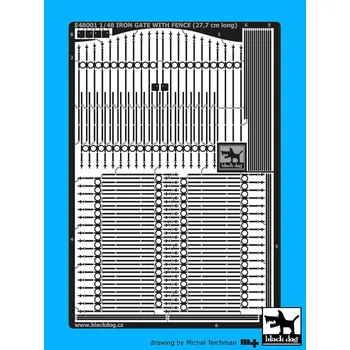 Plastikový model Blackdog 1/48 Iron gate with fence - 27,7 cm long (PE set)
