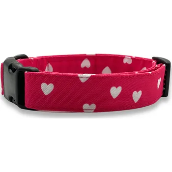 Obojek pro psa PafDog Láska obojek pro psy růžový/bílá srdíčka XS