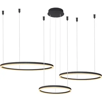 Moderní lustr Halo 100+80+60 CCT černá s dálkovým ovládáním