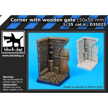 Plastikový model Blackdog 1/35 Corner with wooden gate (50x50 mm)
