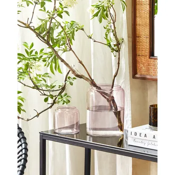 Váza Sada 2 váz z růžového skla barevného tónovaného průhledného dekorativní sklo domácí doplněk Beliani