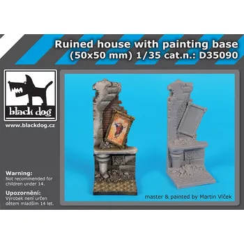 Plastikový model Blackdog 1/35 Ruined house with painting base (50x50 mm)