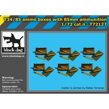 Plastikový model Blackdog 1/72 T34/85 ammo boxes with 85 mm ammunition
