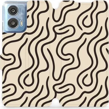 Pouzdro na mobilní telefon Flipové pouzdro Mobiwear - Motorola Moto G24 / Moto G04 - VA60S Linky (Knížkové flip pouzdro, obal, kryt na mobil Motorola Moto G24 / Moto G04 - VA60S Linky, materiál Umělá kůže + TPU - ochrana 360°, stojánek, silikonová vanička, magnetické zavírání)