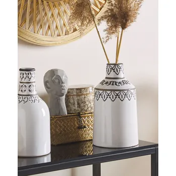 Váza Váza na květiny bílá kamenina 25 cm popraskaný efekt dekorativní kousek vintage styl doplňky dekorace Beliani