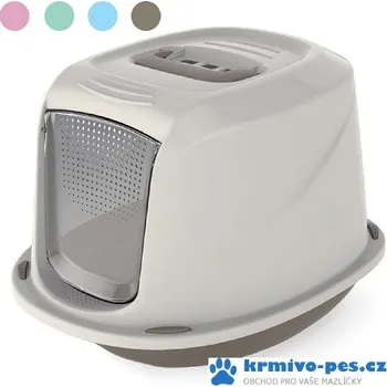 Toaleta pro kočku WC kočka Galaxy kryté s filt. 45x36x32cm-šedo-modrá