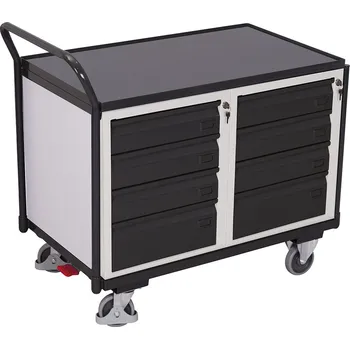 Variofit Dílenský vozík, 8 zásuvek, Variofit, do 250 kg, š x h x v: 112,5 x 62,5 x 101 cm, modrá/antracit Barva: antracit RAL7016