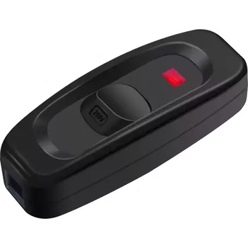 vypínač Průchozí šňůrový vypínač s LED kontrolkou-světýlkem 230-250V/10A - ČERNÝ