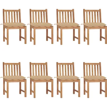 Zahradní židle s poduškami 8 ks masivní teak Béžová 3073160