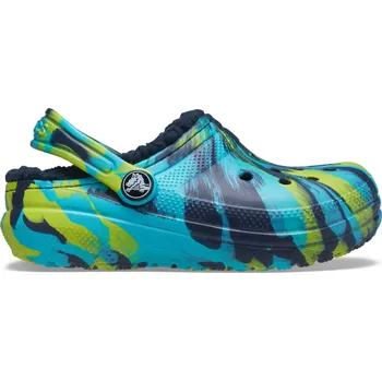 Dámské pantofle Dětské boty Crocs CLASSIC LINED MARBLED modrá/zelená 28-29