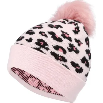 Čepice Dívčí pletená čepice Lewro MERIE 8/11 Růžová, Černá