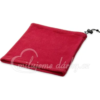 Červená fleecová šála/čepice 2v1