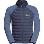 Pánská zateplená bunda Jack Wolfskin ROUTEBURN PRO HYBRID M S Tmavě modrá, Reflexní neon