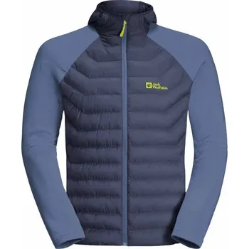 Pánská zateplená bunda Jack Wolfskin ROUTEBURN PRO HYBRID M S Tmavě modrá, Reflexní neon