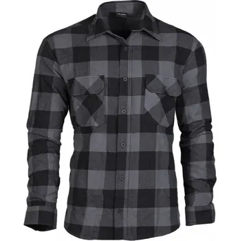 Pánská košile MIL-TEC Košile DŘEVORUBECKÁ letní na knoflíky ŠEDO/ČERNÁ 3XL