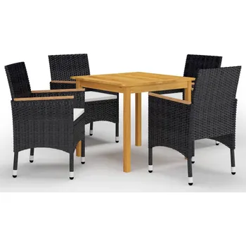 5dílný zahradní jídelní set černý Černý 3067677