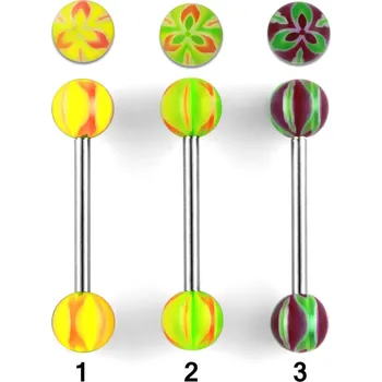 Piercing Piercingate Piercing do jazyka PCI00344 - Barva/Motiv: 1, Délka tyčky: 16 mm, Průměr tyčky: 1,6 mm