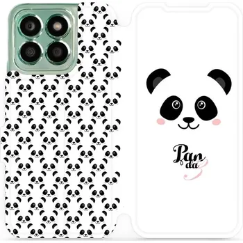 Pouzdro na mobilní telefon Flipové pouzdro Mobiwear - Honor X8b - M030P Panda Amálka (Knížkové flip pouzdro, obal, kryt na mobil Honor X8b - M030P Panda Amálka, materiál Umělá kůže + TPU - ochrana 360°, stojánek, silikonová vanička, magnetické zavírání)