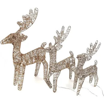 Vánoce VOR DRÁTOVÝ SOBÍK- svítící dekorační sob z drátu, 4 velikosti, různé barvy, svit bílá studená a bílá teplá Provedení: Champagne 3