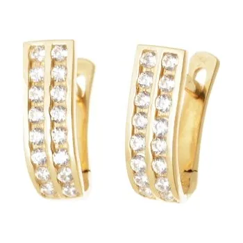 Náušnice Náušnice ze žlutého zlata se zirkony NA1549F + DÁREK ZDARMA