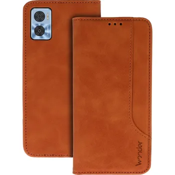 Pouzdro na mobilní telefon Knížkové pouzdro Wonder Prime pro Motorola Moto E22/E22i hnědé