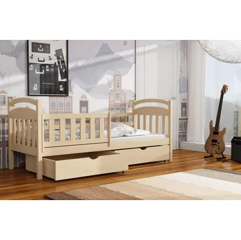 Postel Max-i Dětská postel KUBÍK KIDBED ONE ze dřeva + rošt Zvolte rozměr:: 80 x 160 cm, Zvolte barvu:: barva hnědá + ŠUPLÍKY