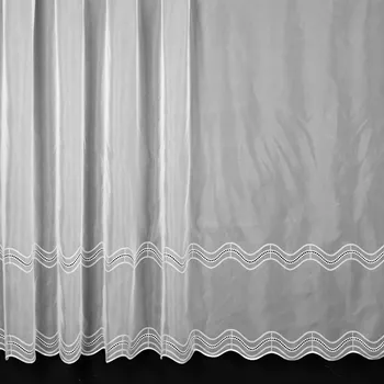 Záclona Voálová záclona 26227, vyšívané vlnky, s bordurou, bílá, výška 145cm ( v metráži)